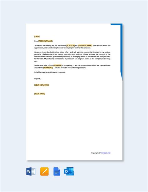 offer letter negotiation sample interests  put  cv resume resume