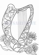 Harp Colouring Celtic Arpa Harpa Colorear Impresionante Harpe Maravilhosa Colorironline sketch template
