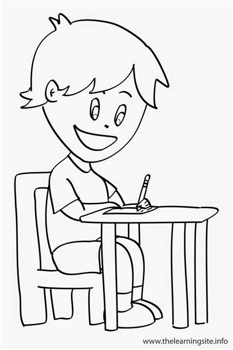 boy writing colouring pages sketch coloring page