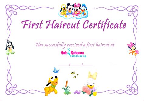 haircut certificate  printable printable templates