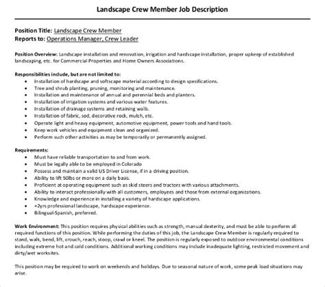 landscape job description  landscape job description  resume