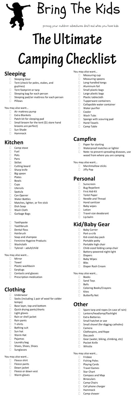 camping printable checklist