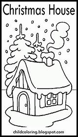 Christmas Drawings House Color Coloring Prints Paintingvalley sketch template