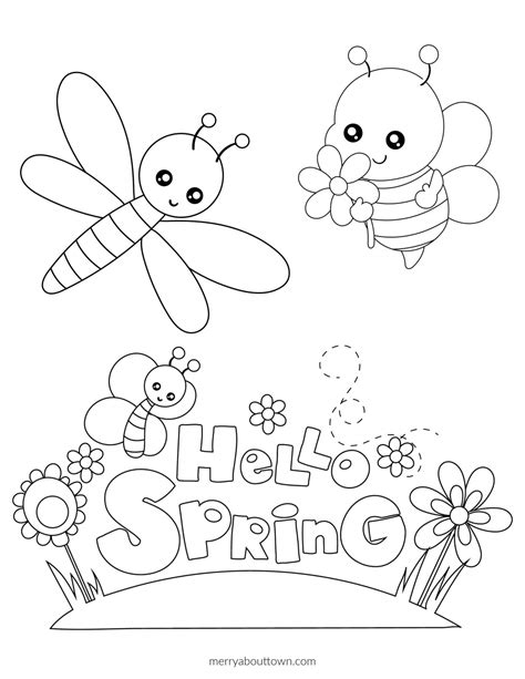 printable spring coloring pages kids sketch coloring page