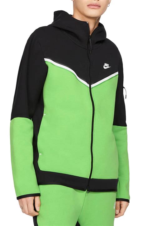 nike tall tech fleece full zip color block hoodie  green  black ubicaciondepersonascdmx