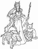 Freyja Norse Freya Frigg Gods sketch template