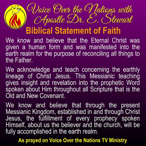 biblical statements  faith bethany covenant alive ministries intl