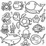 Sea Coloring Animals Book Illustration Drawings Animal Pages Vector Collection 123rf Pattern Colouring sketch template