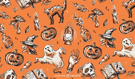 vintage halloween pattern design vector