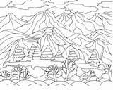 Landschaft Insel Ausmalbild Berge Natureza Colorir Desenhos Pemandangan Lesson Keeffe Malvorlagen Montagna Landschaften Mewarnai Paisagem Rumit Gebirge Okeeffe Paesaggio Nusantara sketch template