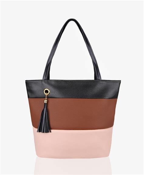 shopper bags contrast stripe shopper bag  tassel krisp