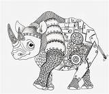 Neushoorn Zentangle Rhino Kleurplaten Volwassenen Efie Dieren Huisdier Ideeen Vind Intricate Rhinocéros sketch template