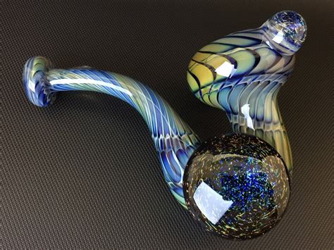 Sale Sherlock Glass Pipe Large Hand Blown Cobalt Wrap And Etsy