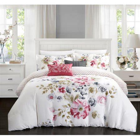 chic home cs dillwyn  piece large floral design reversible comforter set rose king size