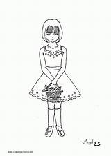 Coloring Pages Flowers Girls Flower Girl Wedding Comments Library Clipart Coloringhome Line sketch template