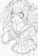 Anime Girl Drawing Cute Sketch Coloring Female Manga Pages Sad Deviantart Template sketch template
