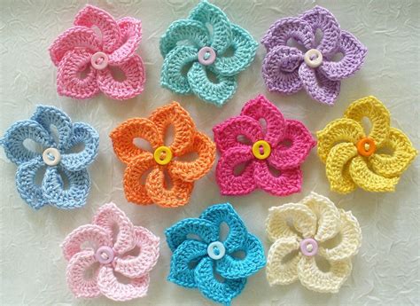 mini crochet pinwheel flowers appliques embellishments