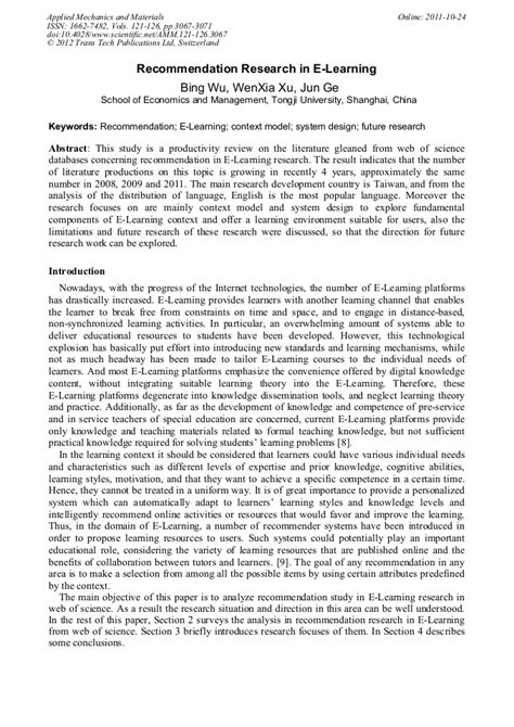 recommendation research   learning scientificnet