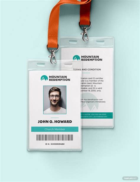 church id card template  word psd pages indesign publisher