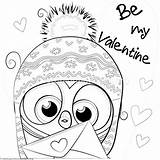 Owl Coloring Pages Valentine Cute Getcoloringpages sketch template