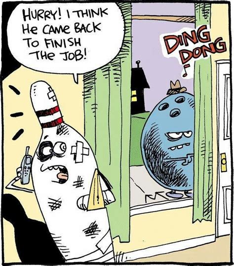 A Comic Strip With An Image Of A Bowling Ball And The Caption That Says