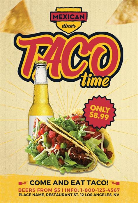 taco time flyer template  mexican fast food awesomeflyer