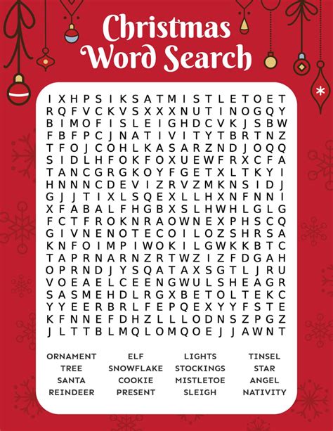 printable large print christmas word search