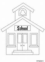 Tracing School Back House Coloring Preschool Kids Pages Kindergarten Activities Activity Schools Class Craft sketch template