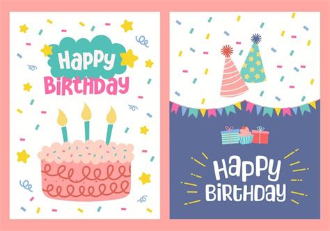 premium vector bday card collection