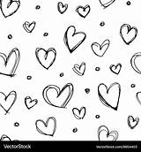 Heart Pattern Drawn Hand Seamless Vector Royalty sketch template