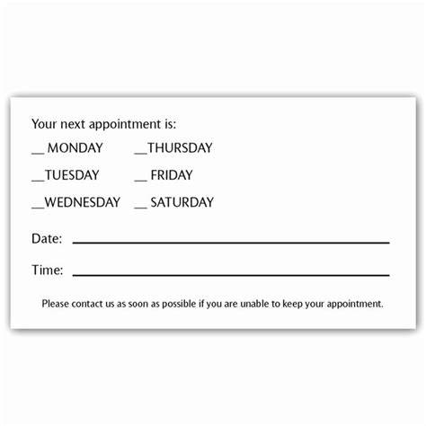 printable appointment reminder cards template