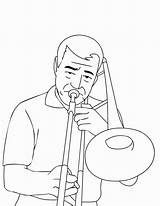 Trombone Coloring Pages Musical Getcolorings Instruments Getdrawings Template Music sketch template