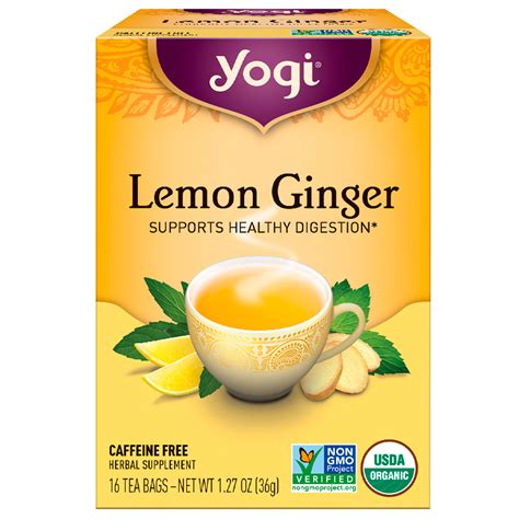yogi tea lemon ginger caffeine free 16 tea bags 1 27 oz 36 g iherb