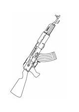 Coloring Guns Rifle Pages Ak Assault Military sketch template