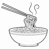 Noodles Chopsticks Outlined sketch template