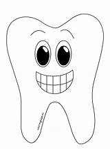 Tooth Cartoon Smiling Coloring Drawing Style Getdrawings sketch template