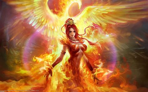 fantasy art fire phoenix wallpapers hd desktop  mobile backgrounds