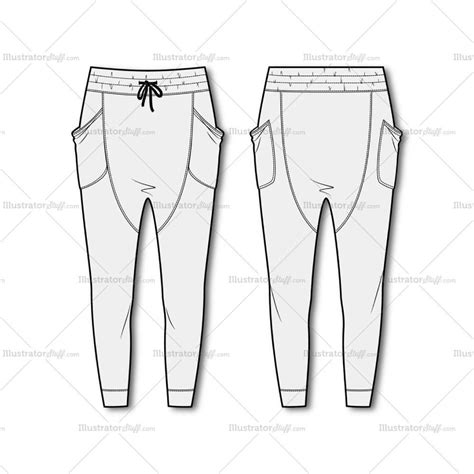 Womens Drop Crotch Joggers Flat Template – Templates For Fashion