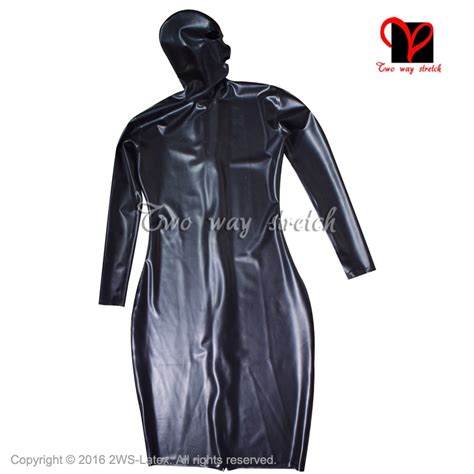 buy black sexy latex dress with hoods open eyes mouth