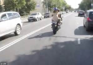 Naked Foreigner Chick Riding Motorbike Around Cambodia