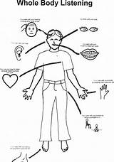 Body Listening Whole Coloring Pages Kids Social Skills Parts School Human Preschoolers Visual Clipart Preschool Activities Teaching Classroom Elementary Use sketch template