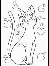 Sailor Moon Coloring Pages Luna Printable Cat Gato Color Sheet Anime Para Drawing Pintar Alt Deviantart Imprimir Gatos Kids Books sketch template