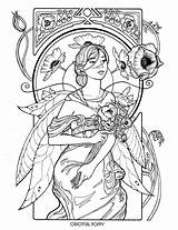 Jugendstil Malvorlagen Fairies Mystical Elves Mythical Malbuch Erwachsene Zeichnungen sketch template