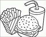 Coloring Pages Hamburger Food Fries French Print sketch template