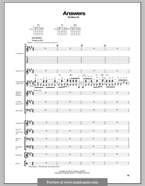 answers by s vai sheet music on musicaneo