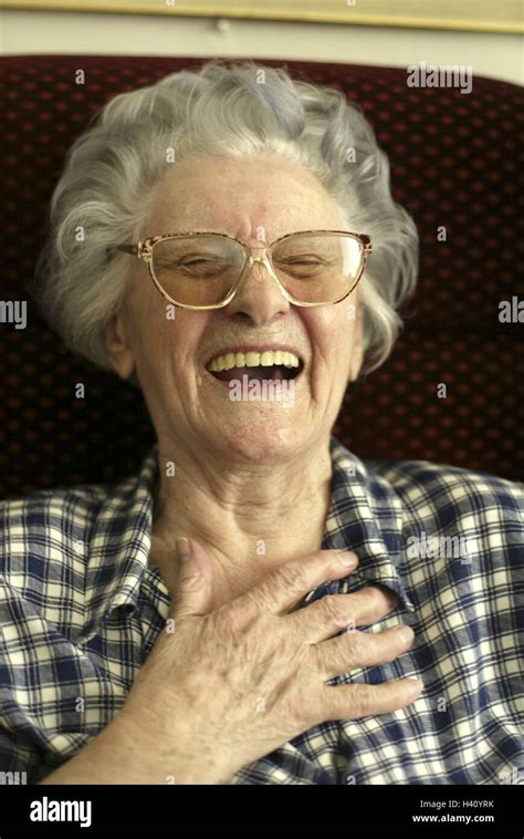 Armchairs Senior Glasses Laugh Warmly Portrait Women S Portrait
