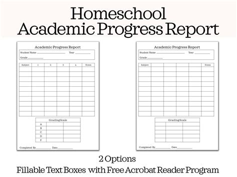 homeschool report card template middle school