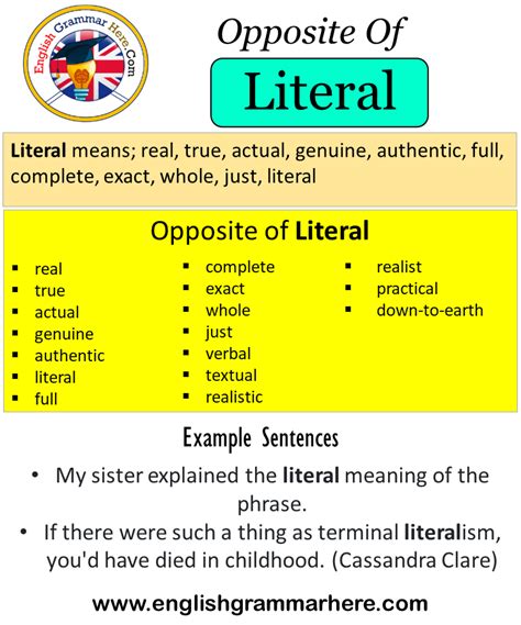 literal antonyms  literal meaning   sentences english grammar