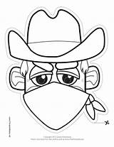 Cowboy Bandit Mask Printable Outline Drawing Template Color Coloring Masks Printables Bandana West Wild Cowboys Vaqueros Colouring Theme Western Pages sketch template