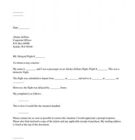 airline complaint letter template
